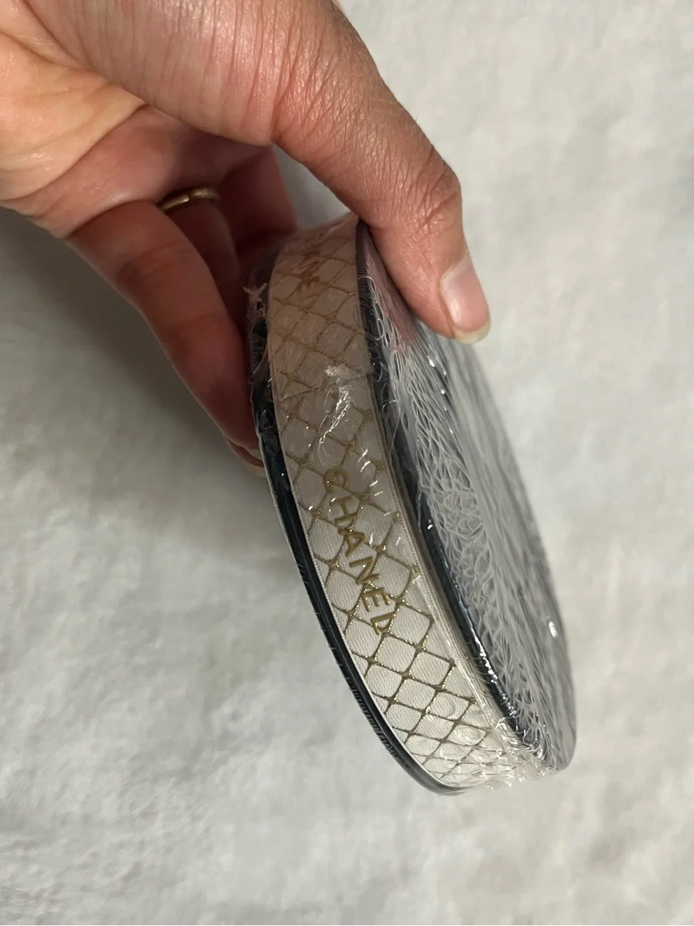 Chanel gift ribbon White & Gold Quilted Ribbon Trim authentic